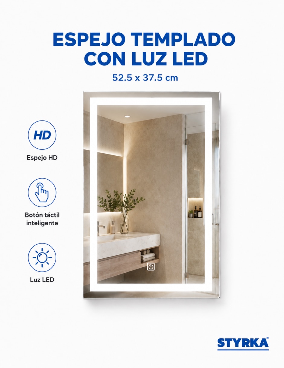 Espejo con luz templado con luz 8