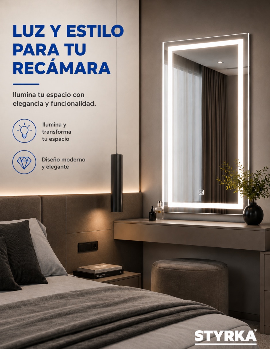 Espejo con luz templado con luz