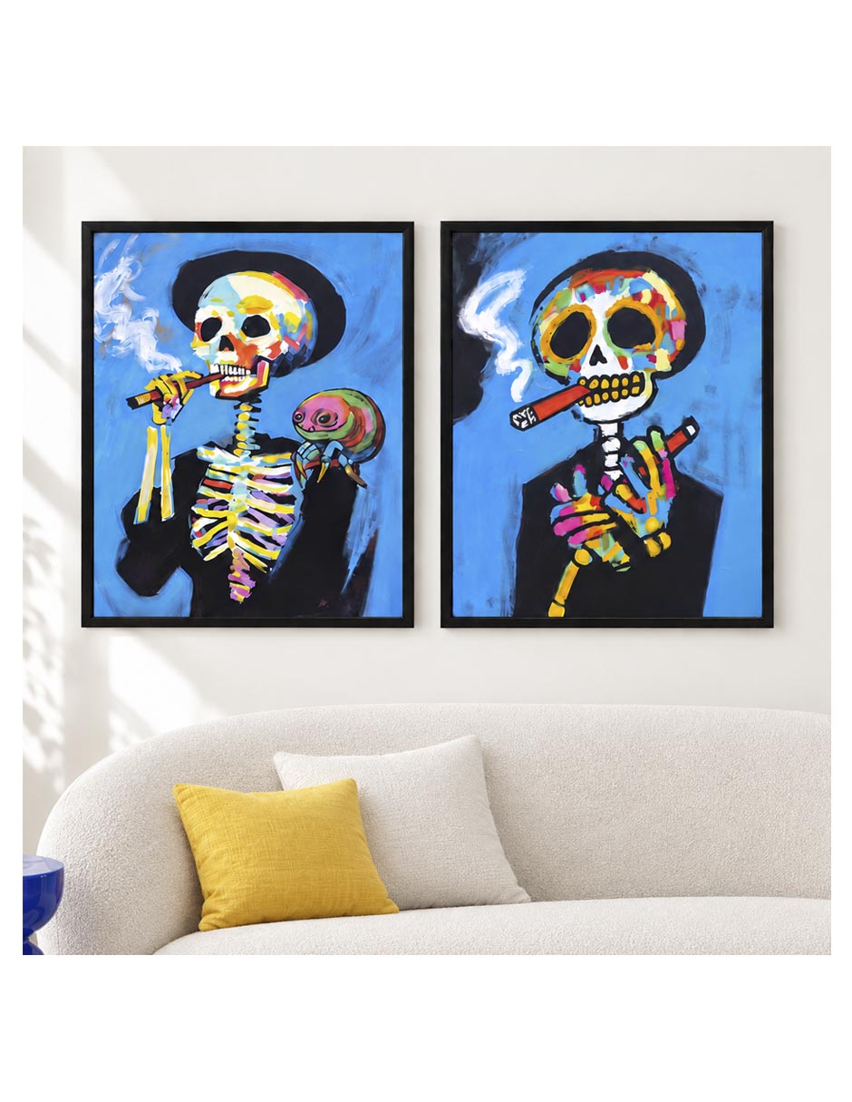 Set pinturas Huesos Y Humo técnica mixta 2