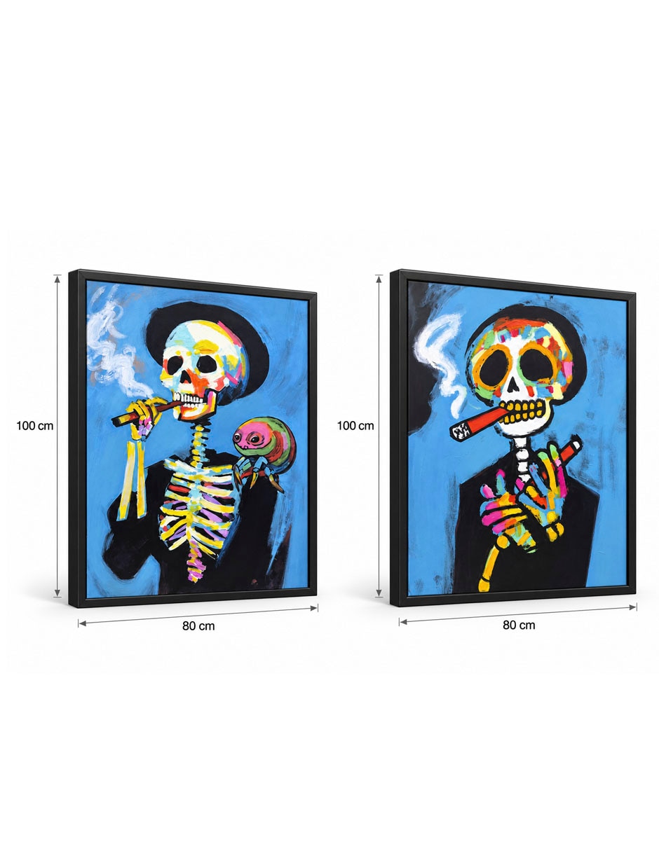 Set pinturas Huesos Y Humo técnica mixta 3