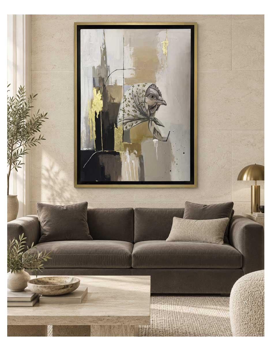 Pintura Doña Pluma técnica acrílico 2