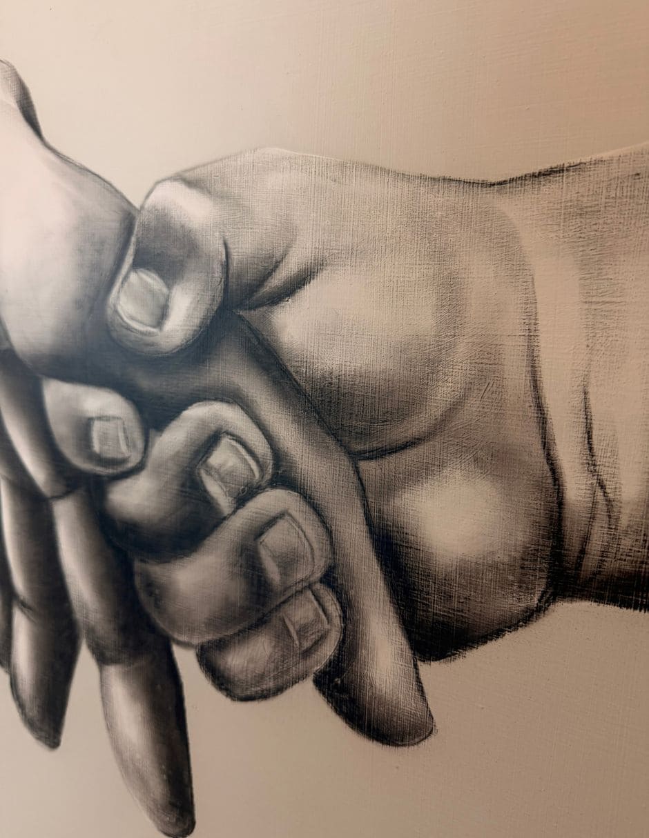 Pintura técnica mixta mi abuelo y yo 2