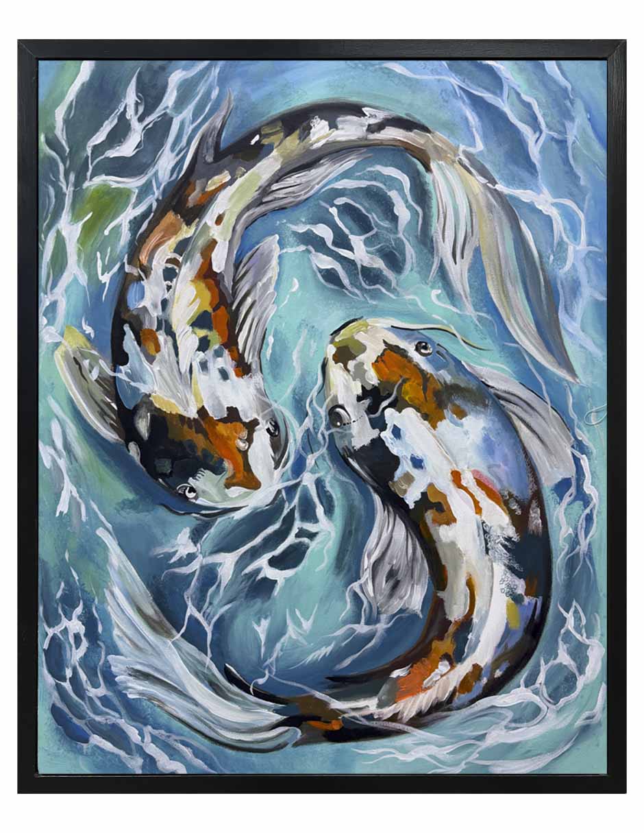 Pintura danza koi técnica mixta pintado a mano Pintura danza koi técnica mixta pintado a mano